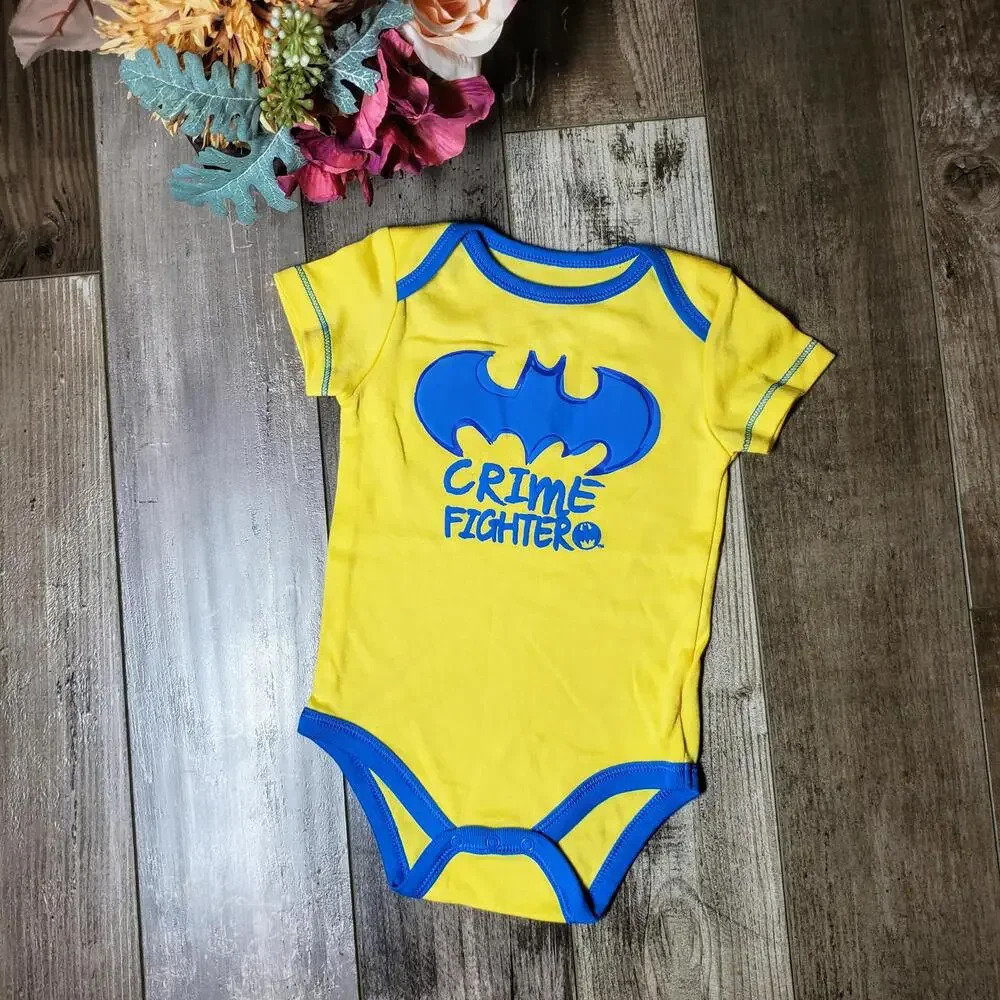 Batman Baby Boy Bodysuit Yellow & Blue Size 6-9M NWOT